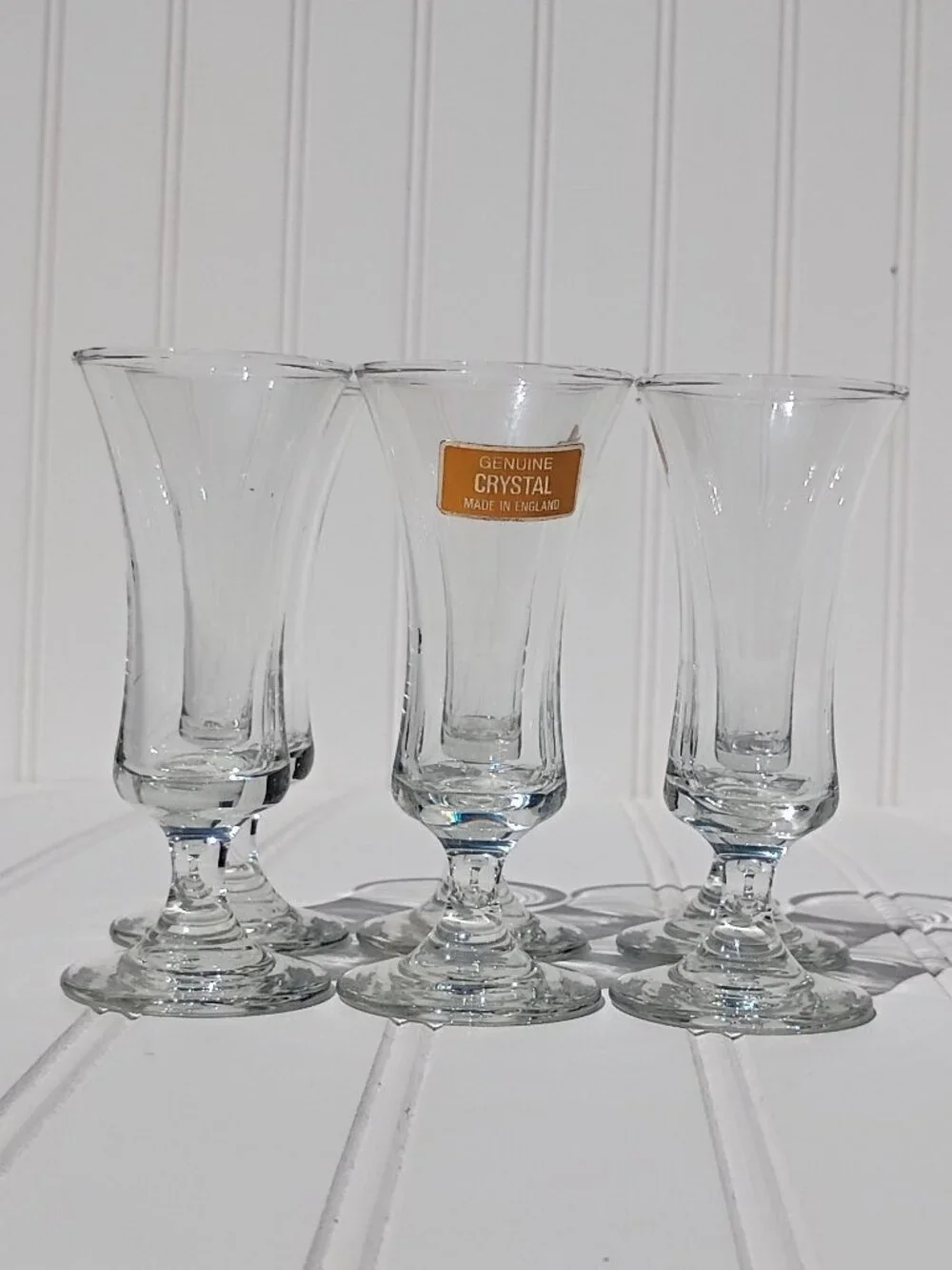 Vintage Genuine Crystal Cordial Glasses Made in England Footed Shot Glass Set